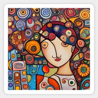 Woman with flowers Sticker